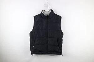 Vtg Y2K 2000 Gap Mens Large Duck Down Reversible Puffer Vest Jacket Black Gray - Picture 1 of 18