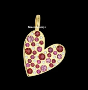 Beautiful Heart Multi Sapphire 925 Sterling Silver Charm Pendant Jewelry,Gift - Picture 1 of 2
