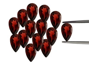100% Natural Garnet 10x7mm Pear Faceted Cut Calibrated Size Loose Gemstone 2 Pcs - Picture 1 of 8