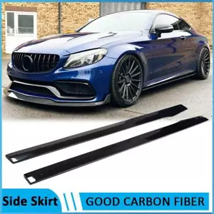 Se adapta a Mercedes Benz W205 C205 C300 C43 C63 negro brillante faldones laterales labio de extensión - Imagen 1 de 12
