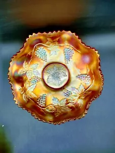 Dugan Carnival Glass Bowl Grape Delight - Picture 1 of 11