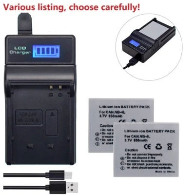 Akku oder Ladegerät für Canon NB-4L PowerShot SD940 IS SD960 IS SD970 SD600 SD630 - Bild 1 von 4