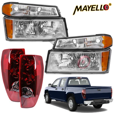 For 2004-2012 Chevy Colorado 04-12 GMC Canyon Chrome Headlights+Red Tail Lights - Image 1 of 4