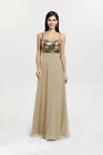 New Gold Sequin Champagne Dress, Aline Bridesmaid Formal Sparkle Gather and Gown