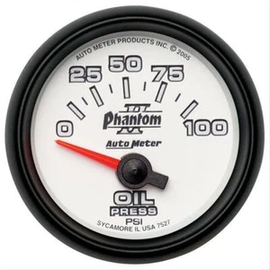 AutoMeter 0-100 PSI Phantom II Analog Oil Pressure Gauge 7527 - Picture 1 of 6
