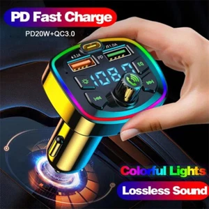 Bluetooth Auto 5.0 Lettore Musicale MP3 Doppia Porta USB, e Caricabatterie - Zdjęcie 1 z 16