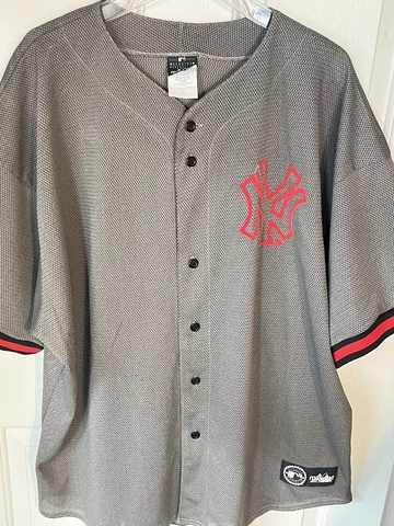 New York Yankees Jersey Mens Shirt 3 Babe Ruth Gray XXL Mesh Made in USA Cover