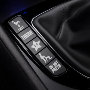 Decals for car buttons, 25 decals, Eject, Smoke, Do not press, Turbo etc - Picture 1 of 3