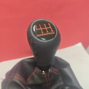 MS BLACK STITCHES LEATHER 6SP SHIFT GEAR KNOB for MAZDA 2 3 6 CX4 CX5 MX5 MIATA - Picture 1 of 7