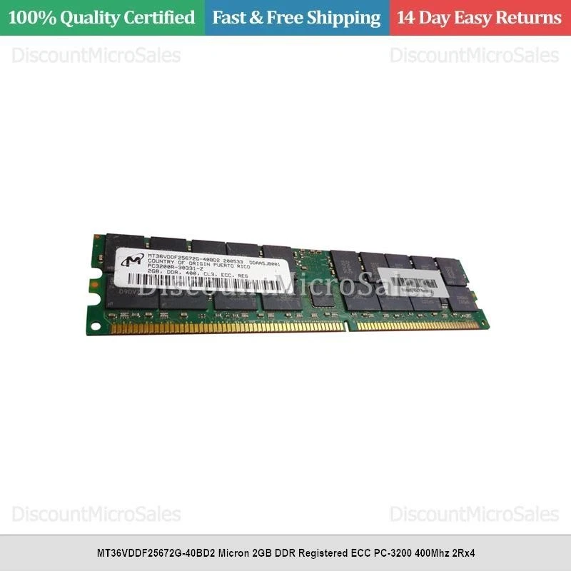 MT36VDDF25672G-40BD2 Micron 2GB DDR Registered ECC PC-3200 400Mhz 2Rx4 - Image 1 of 1