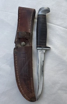 Vintage Case XX USA Fixed Blade Knife Leather Handle w/Original Leather Sheath - Image 1 of 4