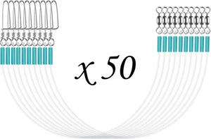 50 Luroad Fluorocarbon Fishing Leader Line w/ Swivel Snaps - 12" - 30lbs - Picture 1 of 6