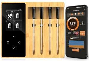 Accurate Smart Wireless Meat Thermometer - 4 Probes, Long Range Bluetooth, Re... - Picture 1 of 9