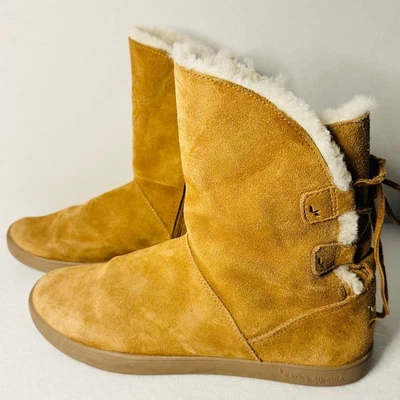 Koolaburra by Ugg Shazi Women's Tan Suede Shearling Lined Boots chestnut size 9 - Image 1 of 4