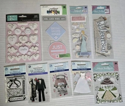 Lote de 9 Jolee's... Pegatinas álbum de recortes 3D de boda, ducha, luna de miel, ensayo Foto 1 de 4