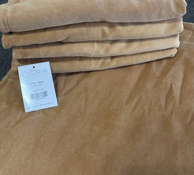 Gold Velvet Pillow Cover By Surya 22" Square Designer Zip Cotton NWT 4 Available - Image 1 of 4