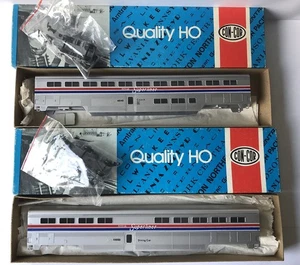 Lot of 2 Vintage Con-Cor HO Amtrak Superliner Train Cars, 811 Diner & 801 Coach - Picture 1 of 11