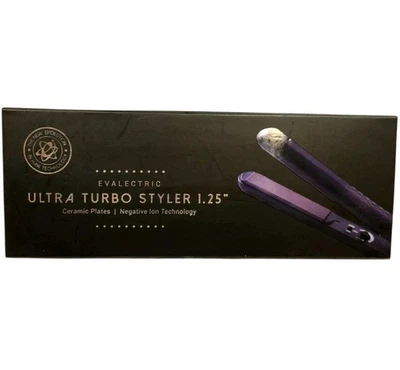 EVALECTRIC Negro Ultra Turbo Plancha Plana Styler 1.25" Placas Cerámicas Iones Negativos Foto 1 de 4