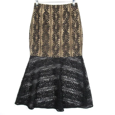 Keepsake Skirt Small Skinny Floral Lace Stylish Black & Champagne Maxi 26" Waist - image 1 of 4