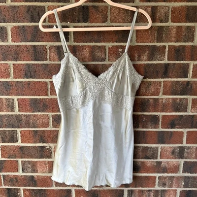 Md NWT Y2K VTG Express Design Studio Silver Silk Lace Cami Babydoll Coquette 00s - Image 1 of 4