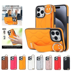 Hülle Für iPhone 15 14 13 PU Leder Handy Tasche Schutz Case Etui mit Riemen Slim - Zdjęcie 1 z 16