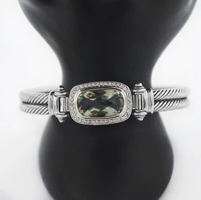 David Yurman 925 Diamond Cable Gemstone Albion Bangle Bracelet - Image 1 of 4