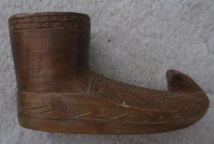 Wooden Vintage Handmade miniature shoe boot - about 13 cm long and 7 cm tall - Picture 1 of 6