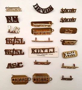 21 x Mixed British Army Regiments Shoulder Title Badges Job Lot. Joblot. - Foto 1 di 9