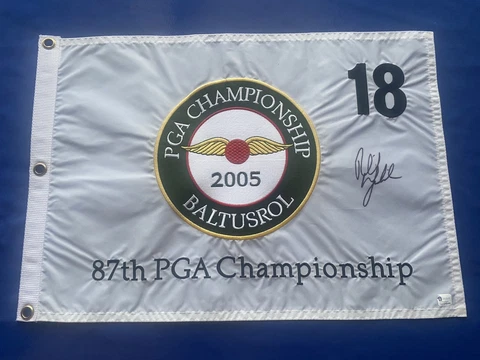 Phil Mickelson signed 2005 PGA CHAMPIONSHIP Baltusrol Flag Masters 2021 US Open Cover