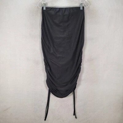 Sexy falda midi negra elástica con cordón acanalado talla M Foto 1 de 4