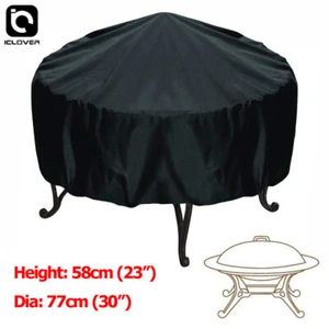 Cubierta redonda contra pozo de fuego para patio de 30 pulgadas impermeable protector UV cubierta para barbacoa negra - Imagen 1 de 9
