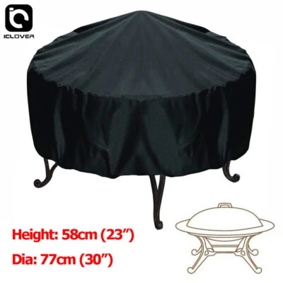 30-inch Patio Round Fire Pit Cover Waterproof UV Protector Grill BBQ Cover Black - Image 1 of 4