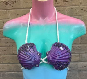 Impresionante Sirena Real Shell CLAMKINI Rave Club de Baile Brillante Pequeño PÚRPURA - Imagen 1 de 8