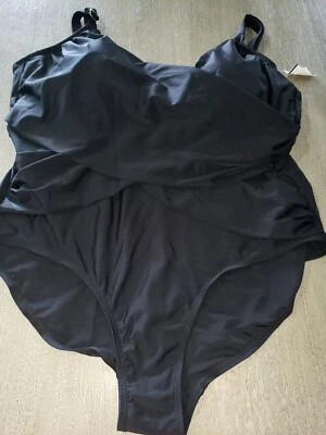 NUEVO NUEVO CON ETIQUETAS PLUS talla 26W negro sólido traje de baño ava viv sin cables ¡bonito! Foto 1 de 2