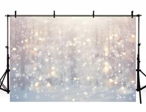MEHOFOND 10x7ft Winter Wonderland Backdrop Glitter Bokeh Snowflake - Picture 1 of 5