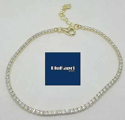 Bracciale Donna tennis argento 925 rodiato laminato oro zirconi - Immagine 1 di 4