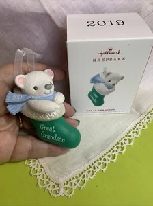 Hallmark Ornament NIB 2019 Great Grandson Teddy Bear Stocking - Picture 1 of 5