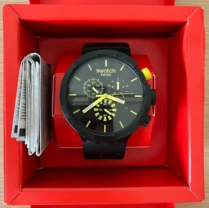 SWATCH Watch BIG BOLD CHRONO SB02B403 Black USED - Imagen 1 de 4