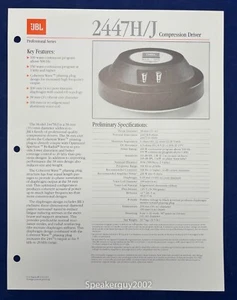 Especificaciones originales JBL - Hoja de especificaciones / Controlador de compresión 2447H 2447J - Imagen 1 de 1
