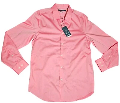 Perry Ellis Dress Shirt Travel Luxe Jaipur Pink Button-Up Non-Iron Mens M NWT - Image 1 of 4
