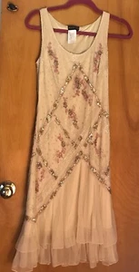Abito formale Marina donna 4 paillettes rosso pallido perline rosa maxi cinturino - Foto 1 di 8