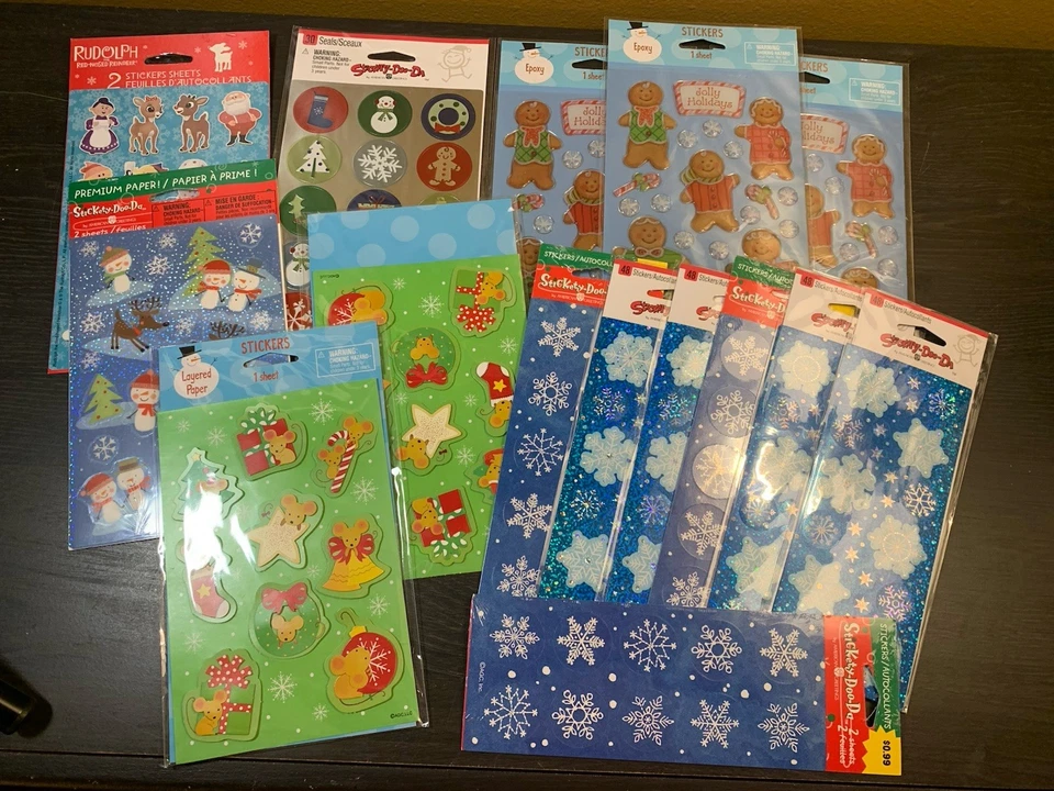 Лот из 15 первоклассных наклеек American Greetings рождественские эпоксидные многослойные подарочные печати - Изображение 1 из 4