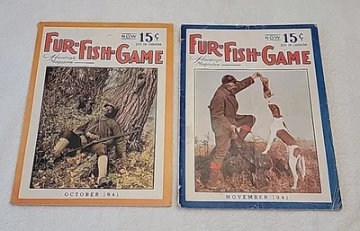 2 Fur - Fish - Game  Magazines 1941 Trapping Hunting Fishing AS-IS Oct, Nov - Image 1 of 4