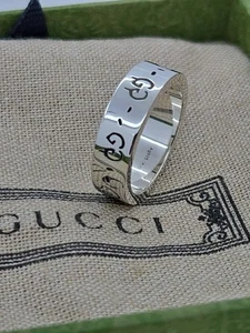 Gucci Ring , Ghost , Aureco, 6mm, Sterling Silver, Size 8 , New - Picture 1 of 7