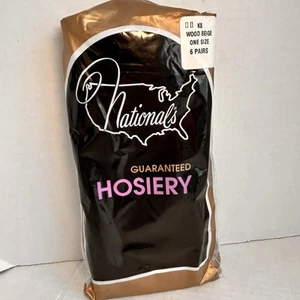 Knee High National's Guaranteed Hosiery 6 Pair Wood Beige K8 One Size New - Picture 1 of 8