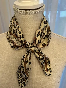 Schal Halstuch Kerchief Vintage Animal Print Leopard braun - Bild 1 von 8
