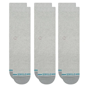 Stance Icon Crew Socks 3 Pack Casual Medium Men's 6-8.5 Heather Grey - Picture 1 of 4