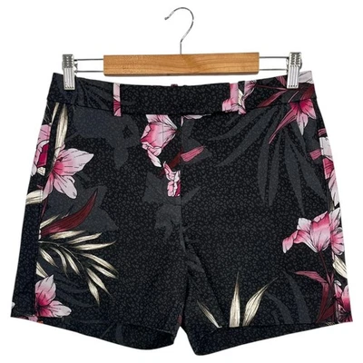 White House Black Market Shorts Womens 6 Black Pink Floral Stretch The 5" Short - Image 1 of 4