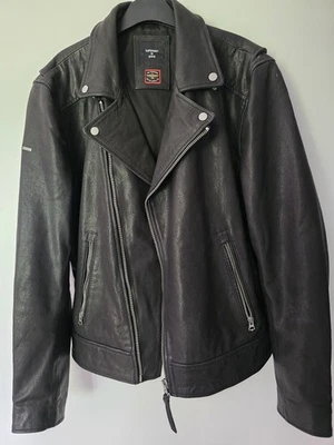 Superdry Leather Jacket Men's  Black Size XL - Image 1 of 4