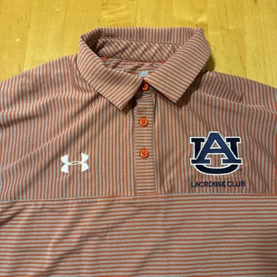 Рубашка поло Auburn University Tigers Lacrosse Club Under Armor большая в полоску - Изображение 1 из 4